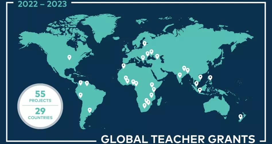 A world map showing project locations