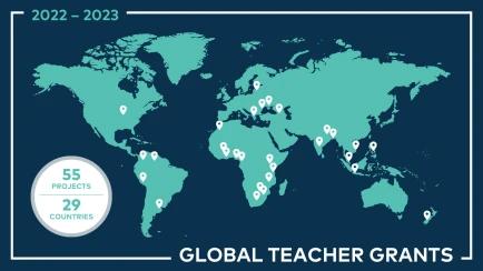 A world map showing project locations