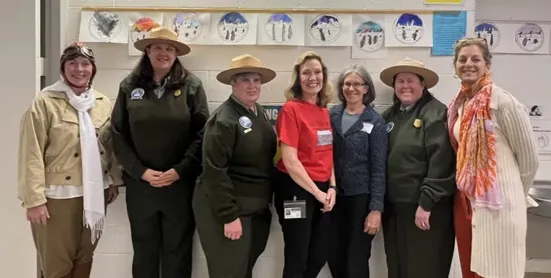 Teachers, National Park rangers, and historical actors prepare for Mt. Harmony's National Mall Night in May 2025.